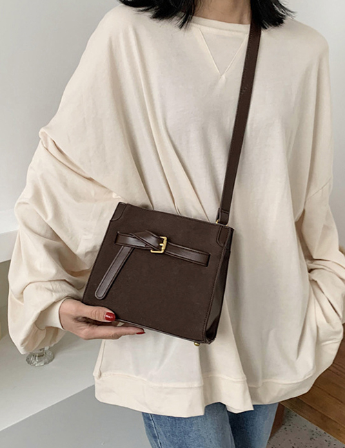 Fashion Brown Knotted Buckle Shoulder Crossbody Bag