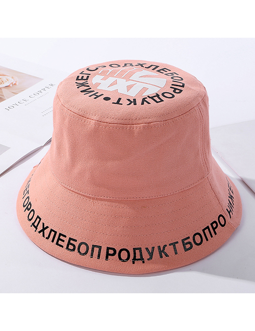 Fashion Pink Letter Print Foldable Male Fisherman Hat