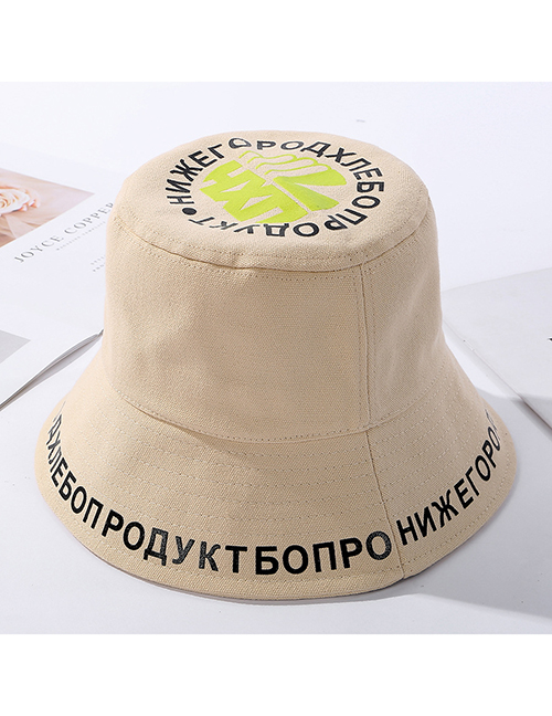 Fashion Beige Letter Print Foldable Male Fisherman Hat