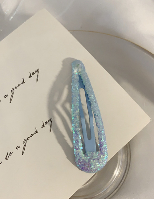 Fashion Blue Geometric Cutout Hair Clip With Sparkling Water Drops