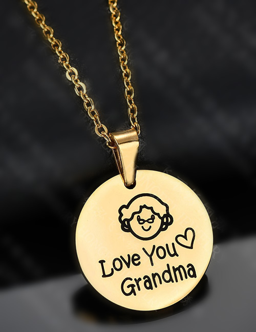 Fashion Golden Portrait Lettering Lettering Dripping Oil Necklace