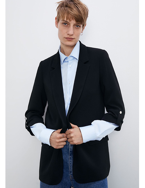 Fashion Black Messy Flap Sleeve Suit Jacket