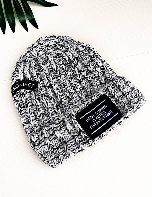 Fashion Black And White Knitted Hat Adult Alphabet