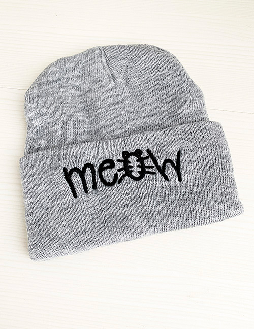 Fashion Gray Knitted Letter Children's Hat