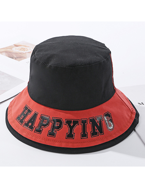 Fashion Black Contrasting Contrast-print Alphabet Fisherman Hat