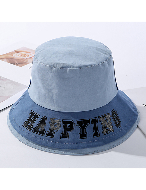 Fashion Blue Contrasting Contrast-print Alphabet Fisherman Hat