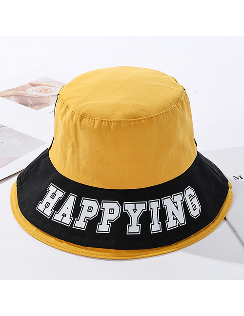 Fashion Yellow Contrasting Contrast-print Alphabet Fisherman Hat