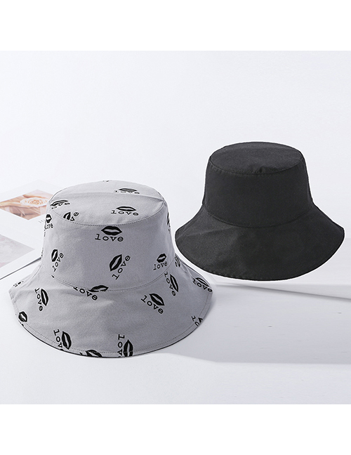 Fashion Gray Letters Printed Double-sided Wear A Hat