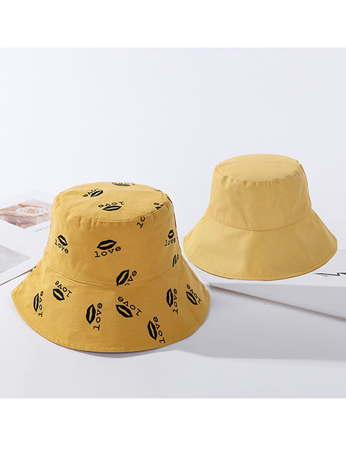 Fashion Yellow Letters Printed Double-sided Wear A Hat