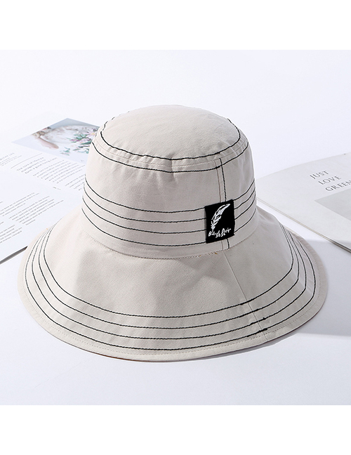 Fashion Beige Traces Of Feathers Foldable Large Brimmed Cotton Hat