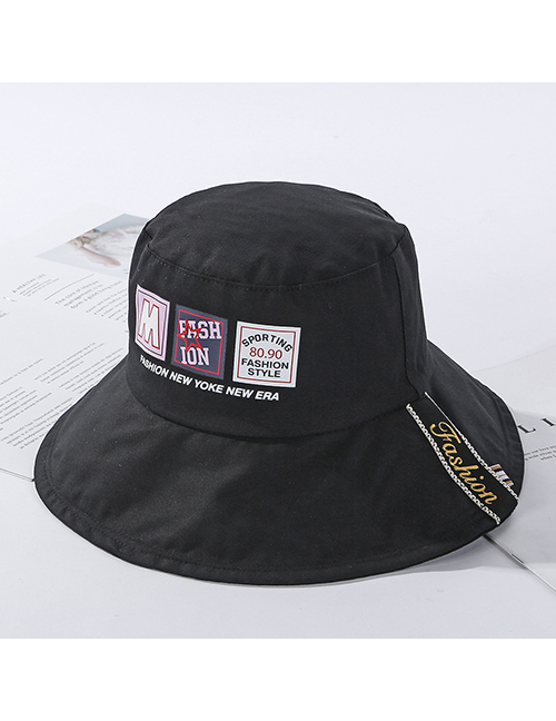 Fashion Black Split Double-sided Wear Hat Label Letter