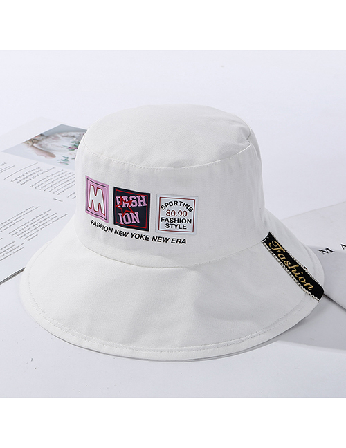 Fashion White Split Double-sided Wear Hat Label Letter