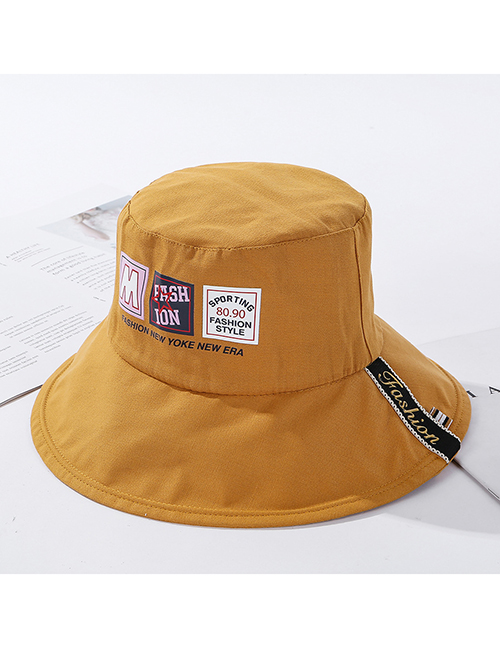 Fashion Yellow Split Double-sided Wear Hat Label Letter