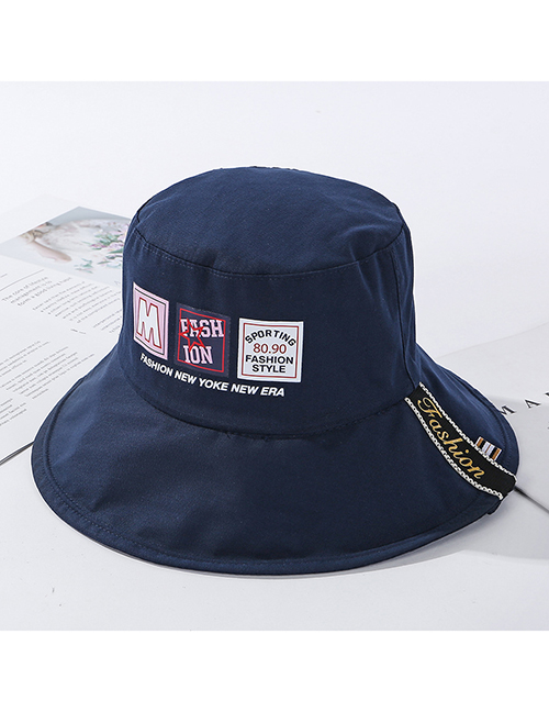Fashion Navy Split Double-sided Wear Hat Label Letter