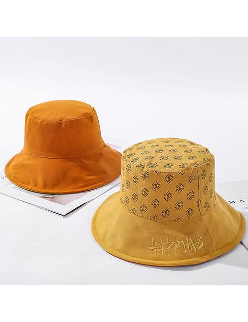 Fashion Yellow Letter Embroidery Double-sided Wear Hat