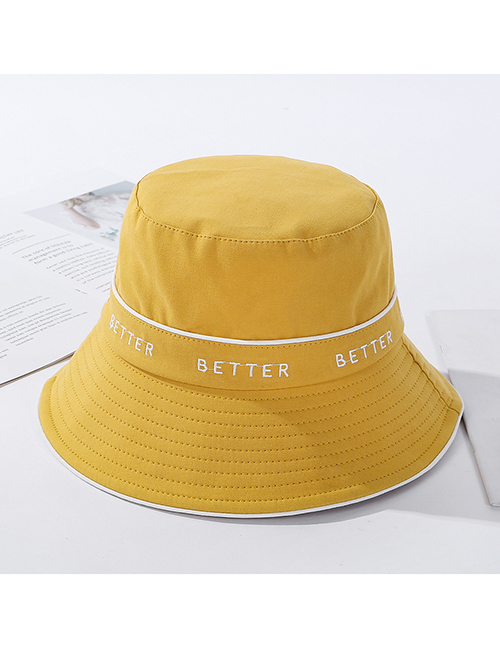 Fashion Yellow Hemming Letter Embroidery Hat