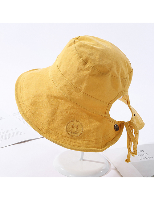 Fashion Yellow Double-sided Embroidery Hat Smiling Face Wearing A Bandage