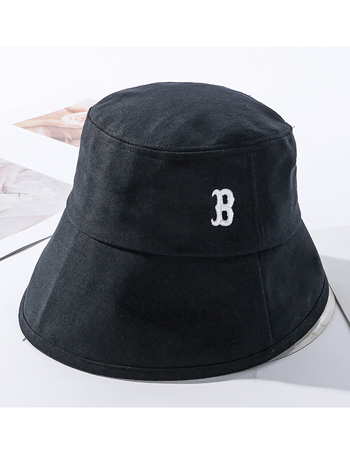 Fashion Black Embroidered Letter Bucket Hat
