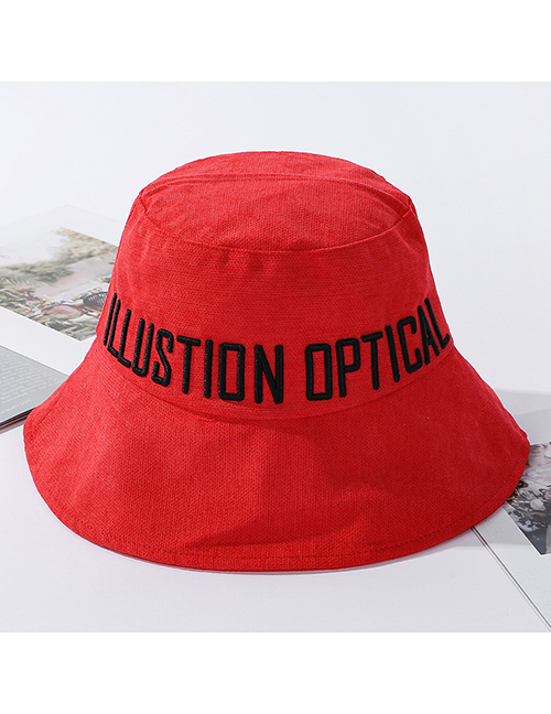 Fashion Red Embroidered Fisherman Hat