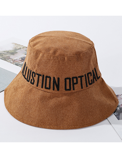 Fashion Coffee Color Embroidered Fisherman Hat