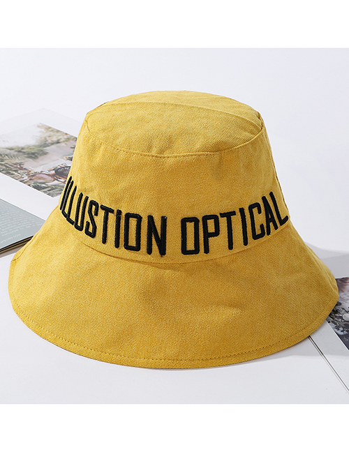 Fashion Yellow Embroidered Fisherman Hat