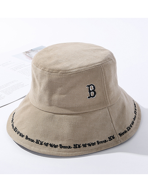 Fashion Khaki Embroidered Alphabet Fisherman Hat