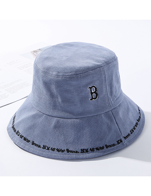 Fashion Blue Embroidered Alphabet Fisherman Hat