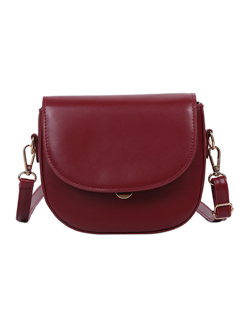 Fashion Red Semicircle Clamshell Messenger Bag