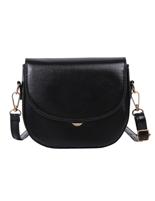 Fashion Black Semicircle Clamshell Messenger Bag
