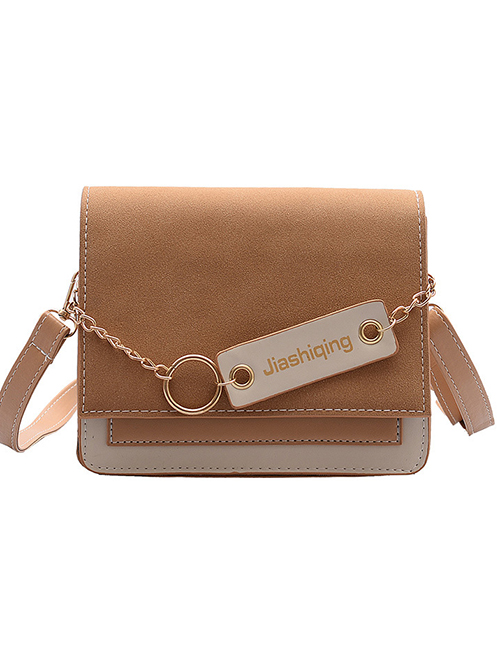 Fashion Brown Scrub The Chain Stitching Hit Color Messenger Bag