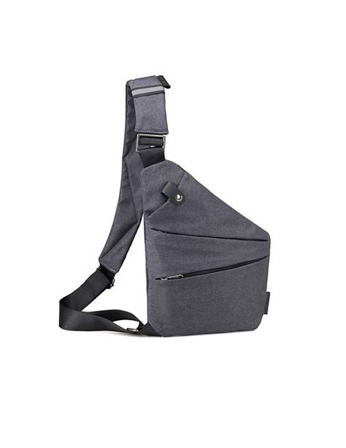 Fashion Dark Gray Left Shoulder Geometry Diagonal Shoulder Bag Canvas Multifunction