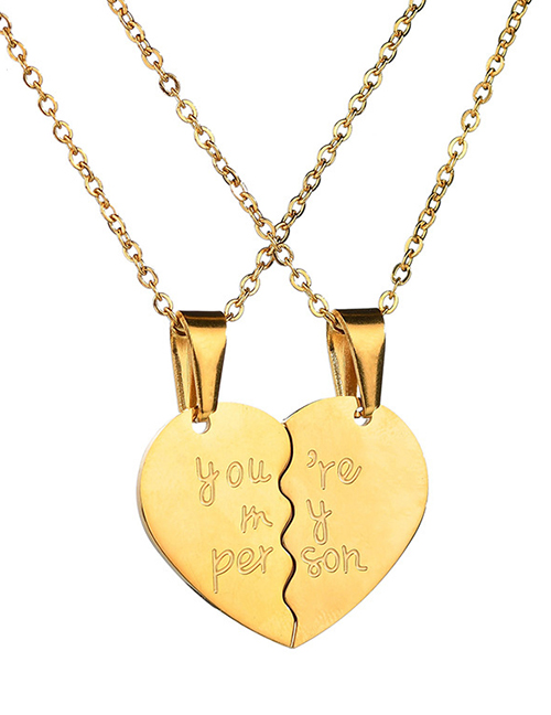 Fashion Golden Mosaic Of Love Necklace Couple Necklace Printing