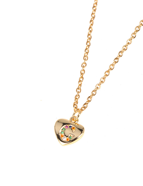 Fashion Golden Love Letter Necklace With Alloy Diamonds
