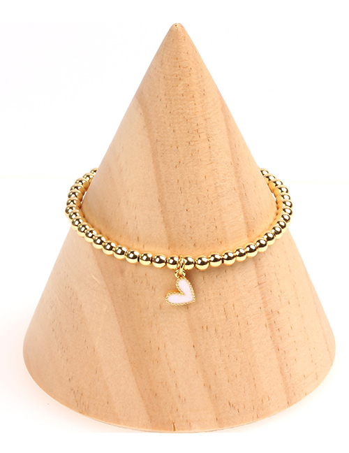 Fashion White Dripping Love Brass Gold Plated Ball Bead Bracelet