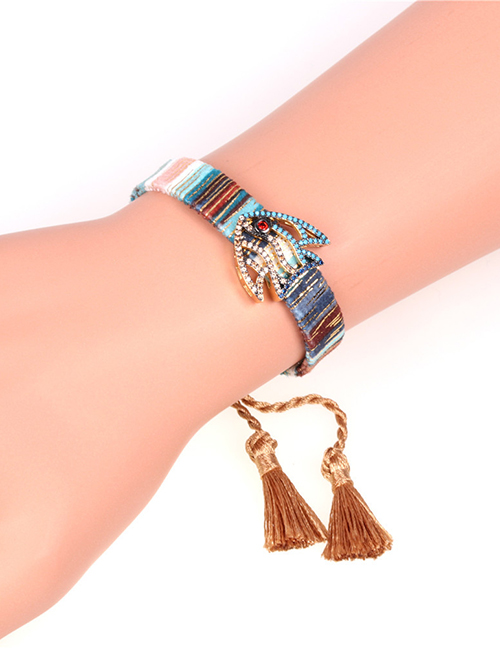 Fashion Khaki Tassel Hand-knitted Micro Zircon Fish-shaped Bracelet
