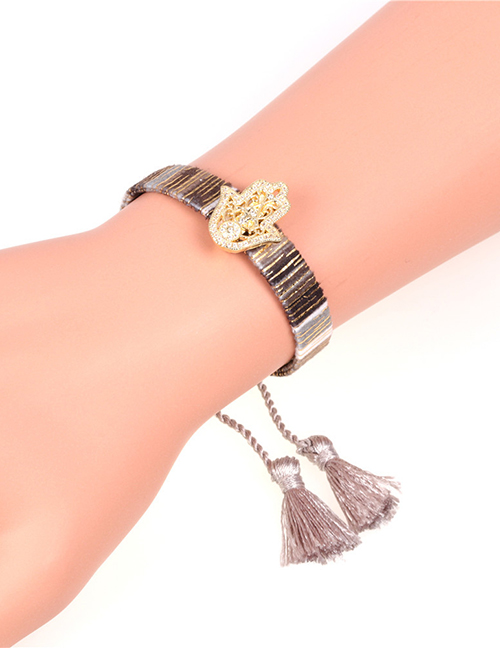 Fashion Khaki Tassel Micro-studded Palm Bracelet