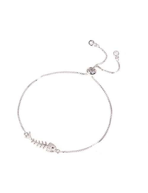 Fashion Silver Fishbone Diamond Geometric Bracelet