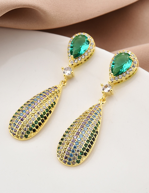 Fashion 18k Gold Geometric Drop Earrings With Crystals And Diamonds
