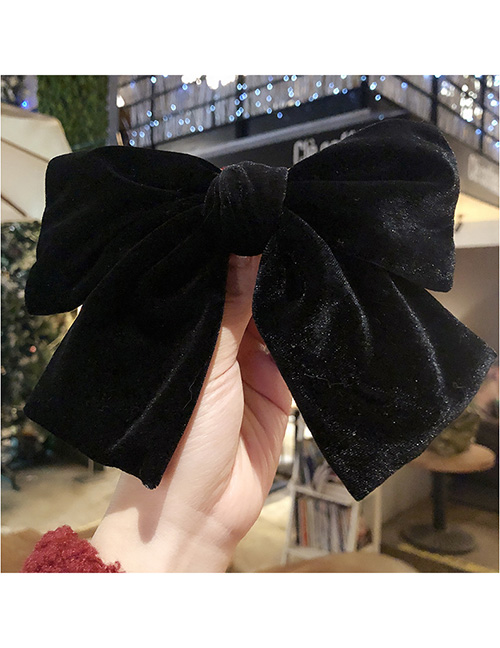 Fashion Black Velvet Large Bow Double Hairpin