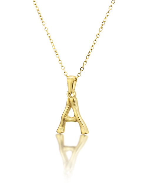 Fashion A Golden Antique Knotted Letter Stainless Steel Necklace