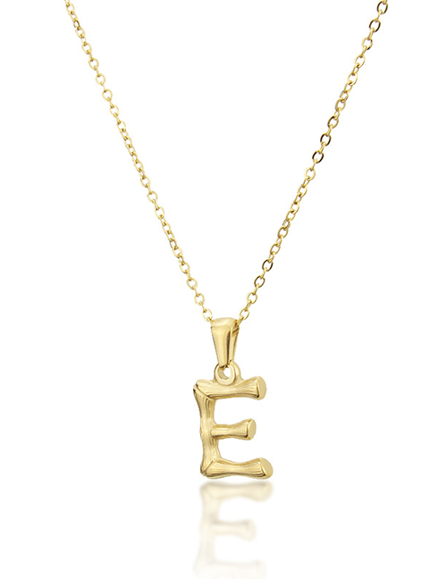 Fashion E-gold Antique Knotted Letter Stainless Steel Necklace