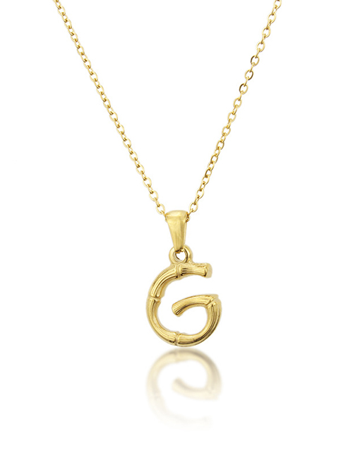Fashion G Golden Antique Knotted Letter Stainless Steel Necklace