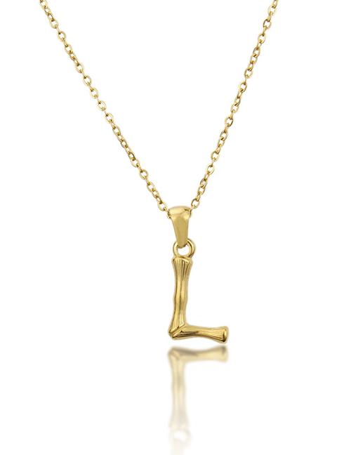 Fashion L Golden Antique Knotted Letter Stainless Steel Necklace
