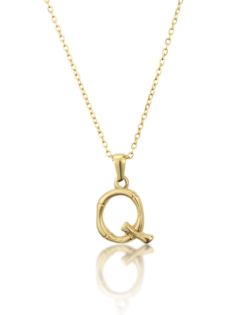 Fashion Q Golden Antique Knotted Letter Stainless Steel Necklace