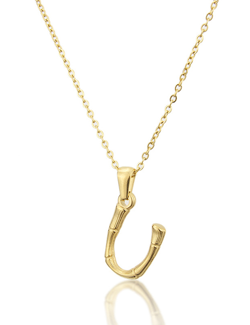 Fashion U Gold Antique Knotted Letter Stainless Steel Necklace