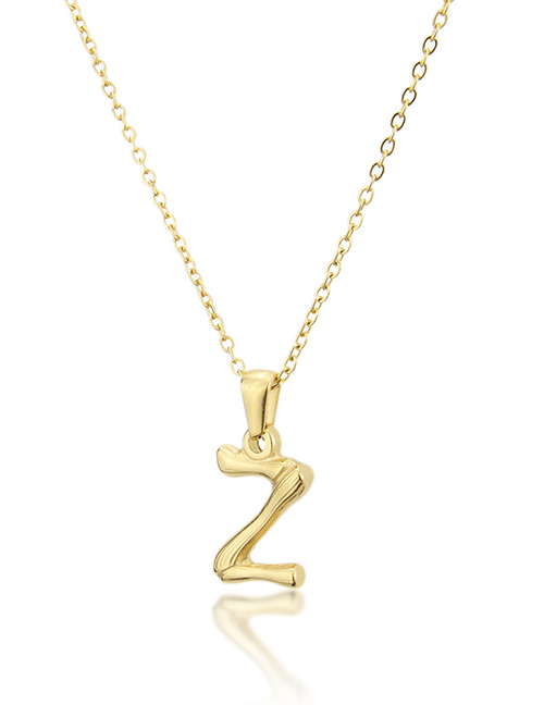 Fashion Z Golden Antique Knotted Letter Stainless Steel Necklace