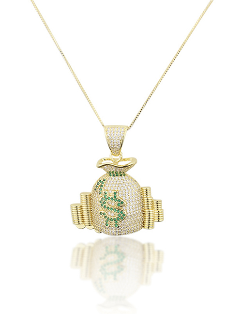 Fashion Gold-plated Gold Plated Money Bag Necklace With Diamonds