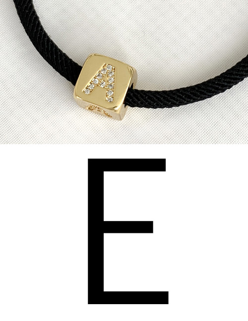 Fashion E Black Cubic Zirconia Alphabet Woven Rope Bracelet
