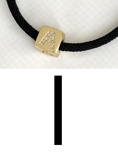 Fashion I Black Cubic Zirconia Alphabet Woven Rope Bracelet