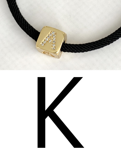 Fashion K Black Cubic Zirconia Alphabet Woven Rope Bracelet